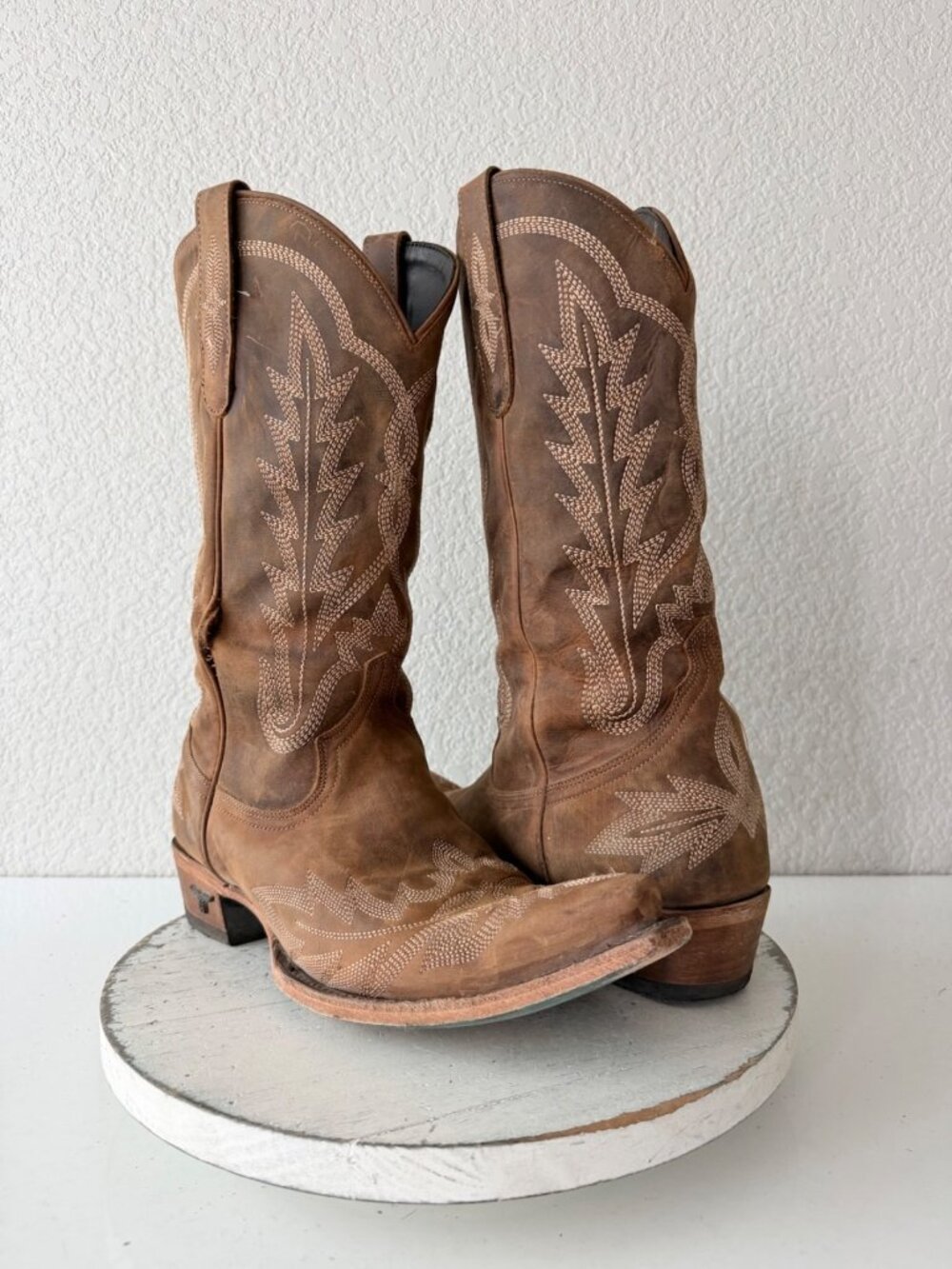 Lane LEXINGTON Womens Brown Cowboy Boots Western Mid Calf Tall Snip Toe Size 11